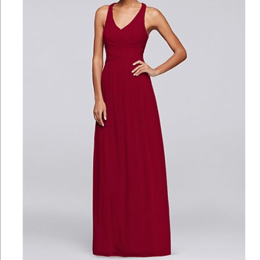Long Bridesmaid Dress with Criss Cross Back Straps